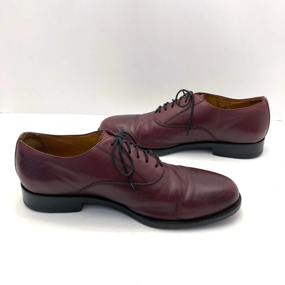 Lands End Burgundy‎ Leather Oxford Shoes Mens 10 M Lace Up Leather Lined